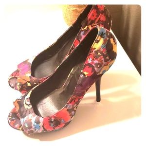 Floral peeptoe heels